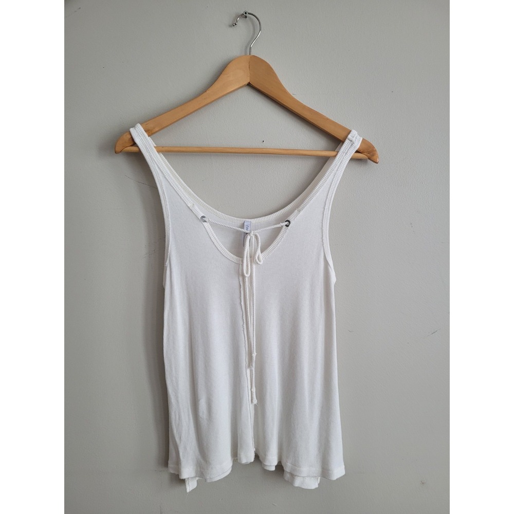 Z Supply Women's Ribbed Front Tie Tank White Size XS